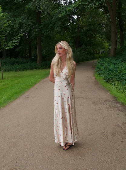 Marielle dress with flowers - Beige
