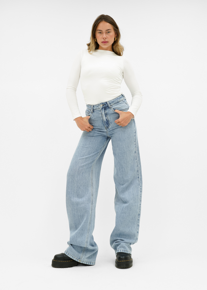 High waist super wide leg jeans classic blue (tall)