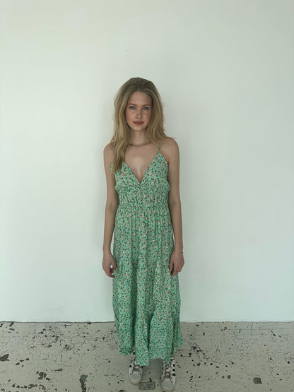 Kimora maxi dress with flowers - green