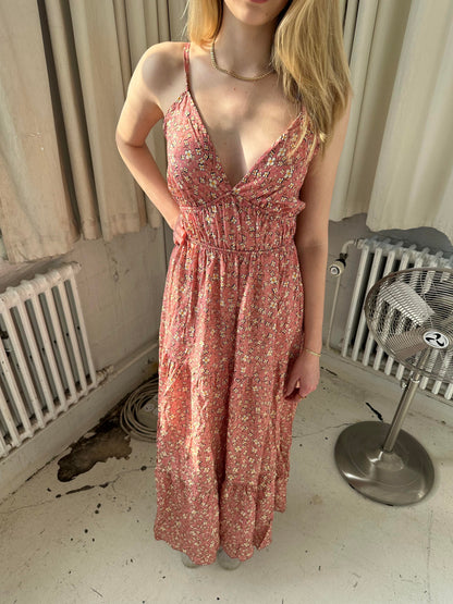 Kimora maxi dress with flowers - pink