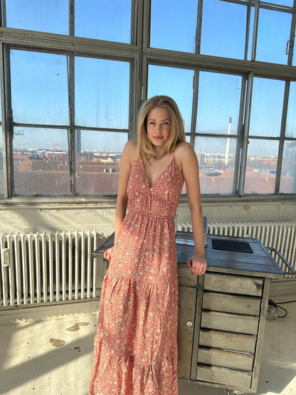 Kimora maxi dress with flowers - pink