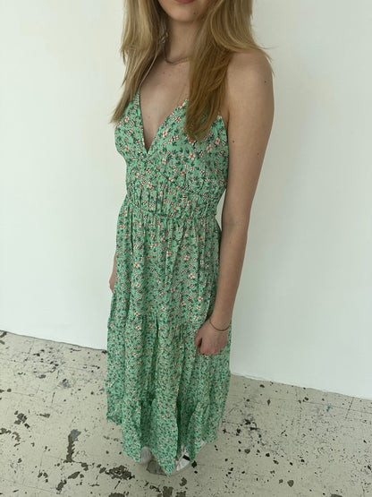 Kimora maxi dress with flowers - green