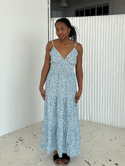 Kimora maxi dress with flowers - Blue