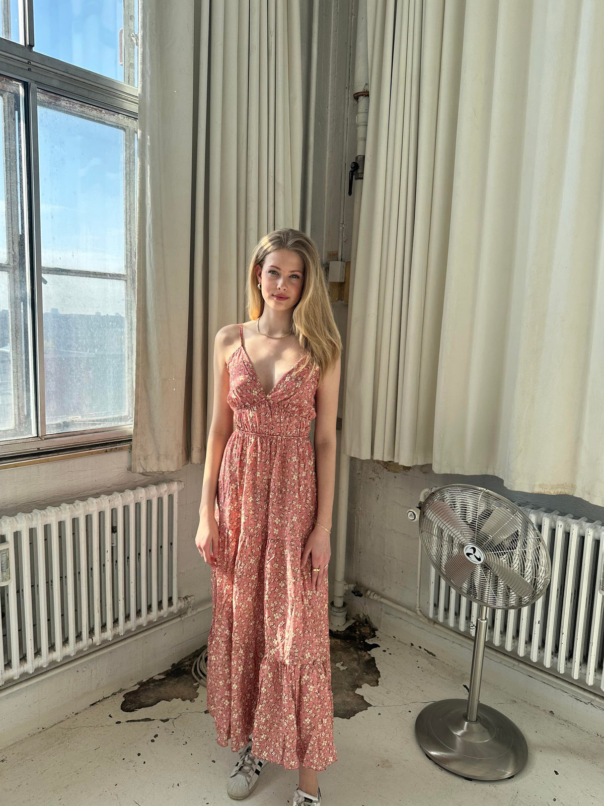 Kimora maxi dress with flowers - pink