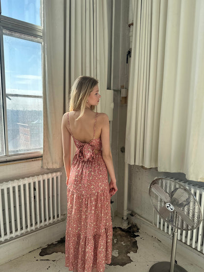 Kimora maxi dress with flowers - pink