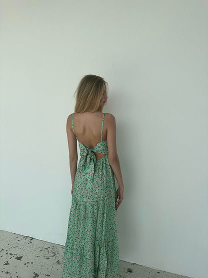 Kimora maxi dress with flowers - green