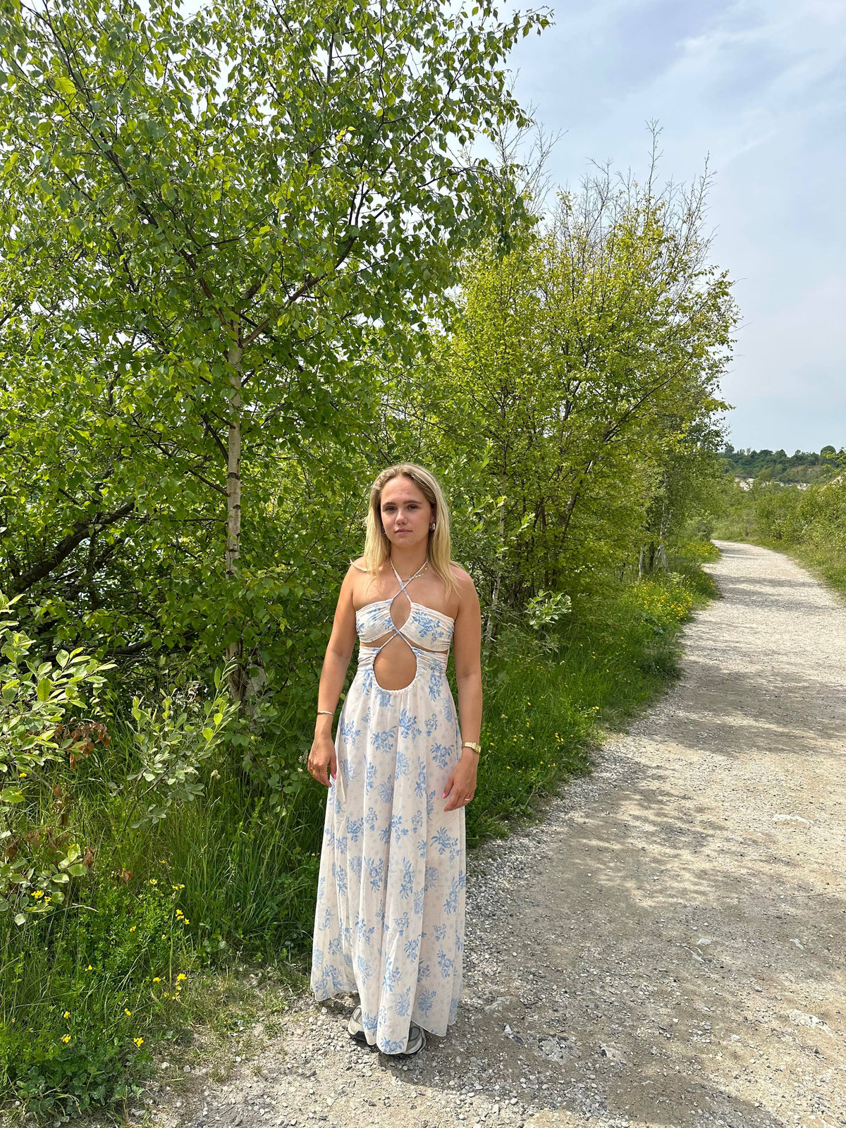 Asti dress with blue flower print