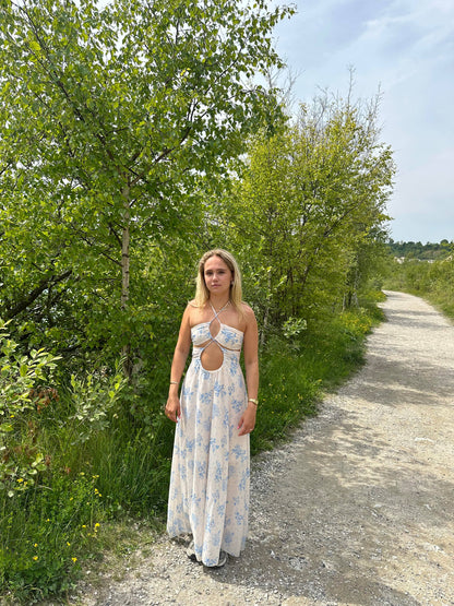 Asti dress with blue flower print