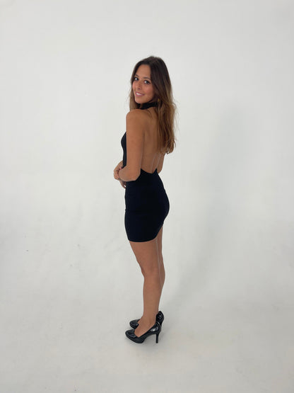 Lorraine halterneck glitter dress - Black