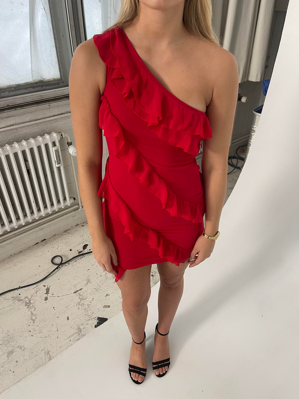 Denise dress with ruffle details - Red