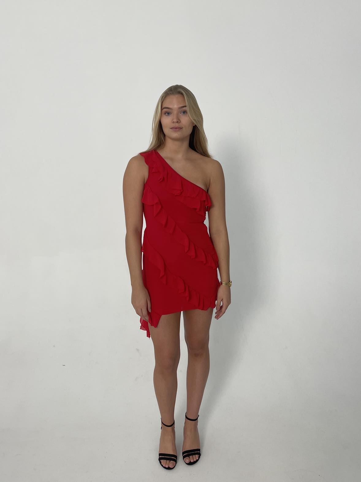 Denise dress with ruffle details - Red