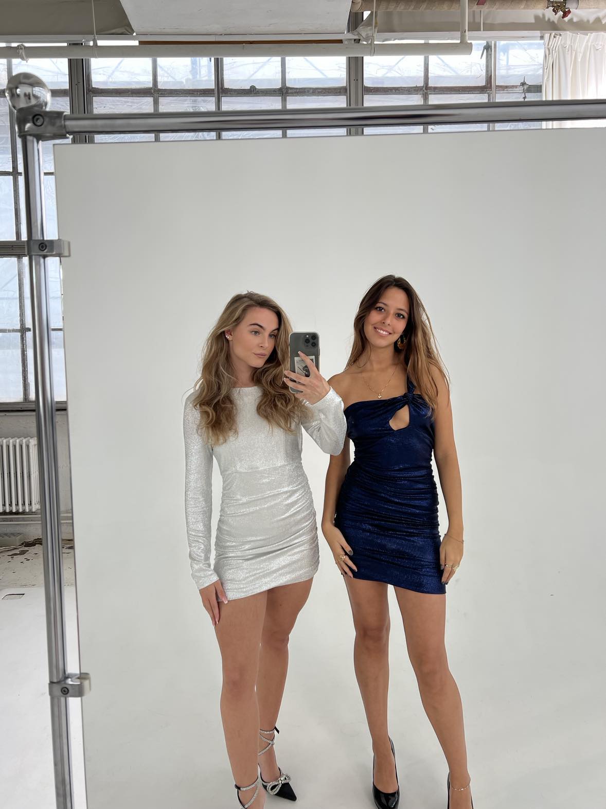 Louisianna one shoulder glitter dress - Blue