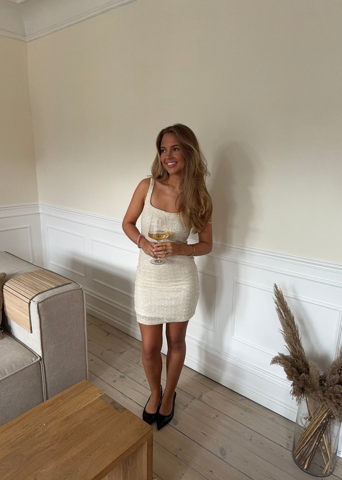Bella dress with sequins - Off white