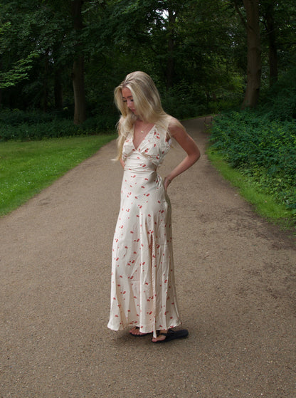 Marielle dress with flowers - Beige