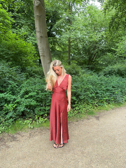 Marielle dress with flowers - Black/red