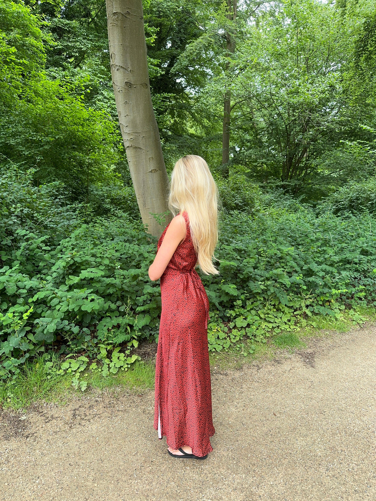 Marielle dress with flowers - Black/red