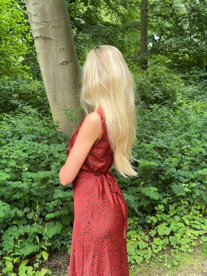 Marielle dress with flowers - Black/red