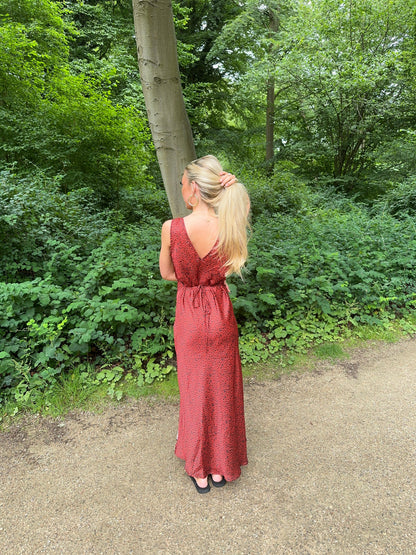 Marielle dress with flowers - Black/red