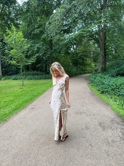 Marielle dress with flowers - Beige