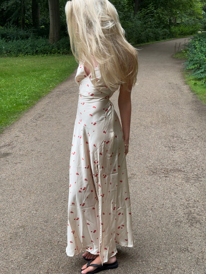 Marielle dress with flowers - Beige
