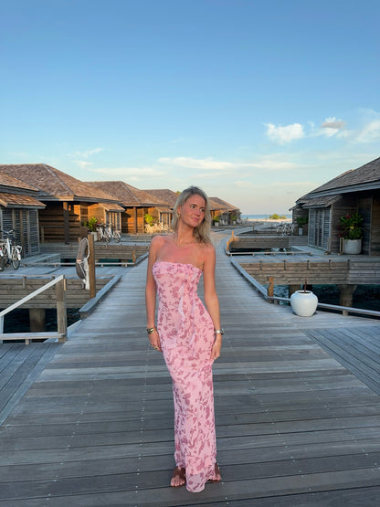 Charlot maxi dress with flowers - Pink