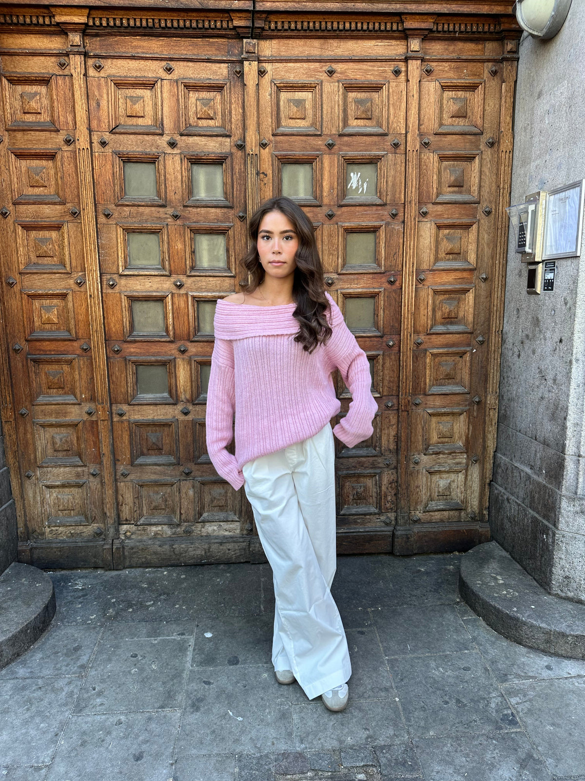 Elinor off shoulder knit - Pink
