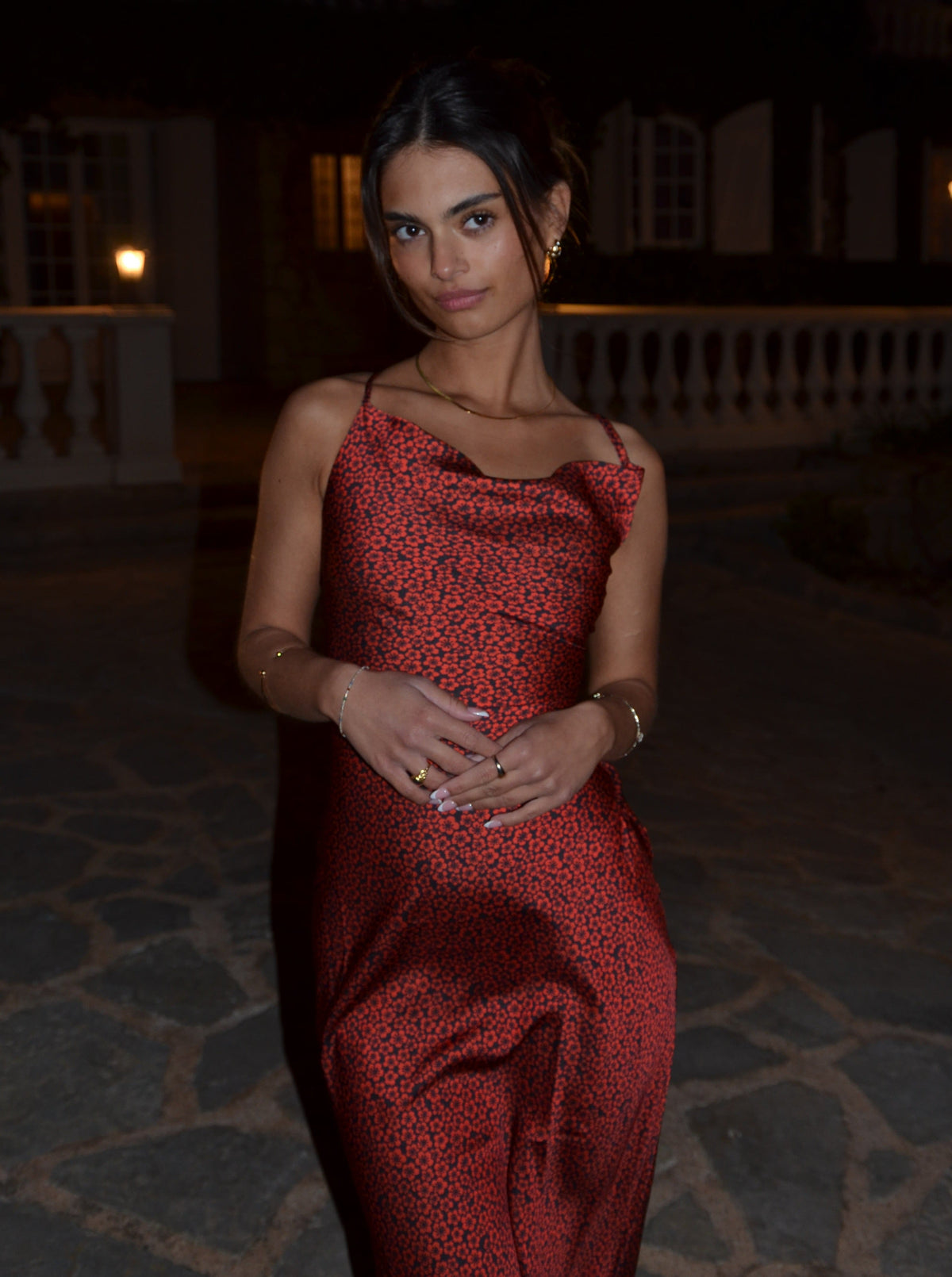 Charline satin dress - Red