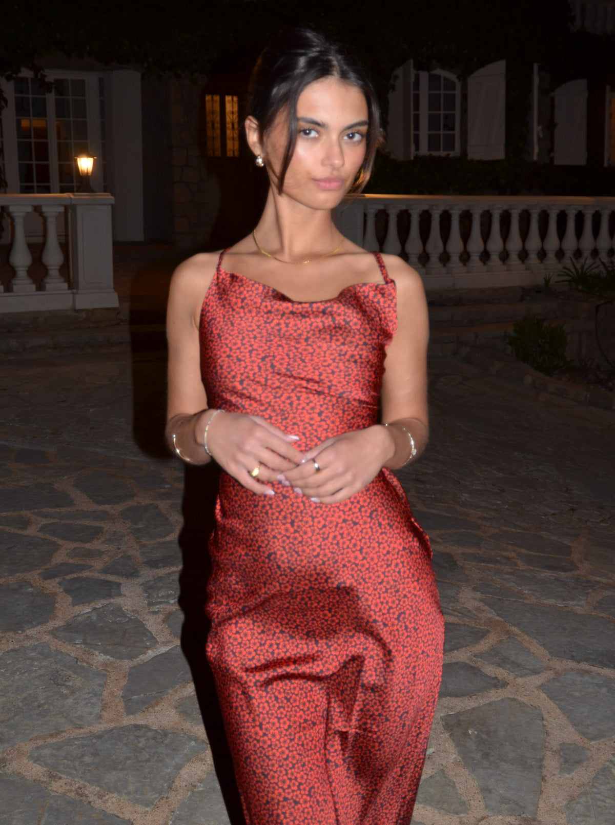 Charline satin dress - Red