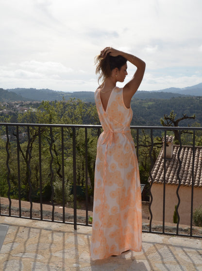 Marielle dress with flowers -  Yellow/orange