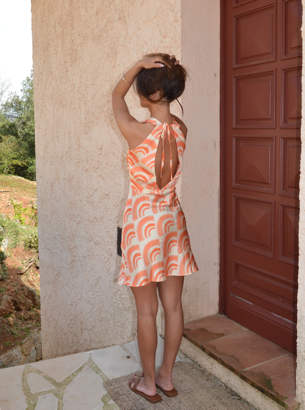 Evie dress with pattern - Orange