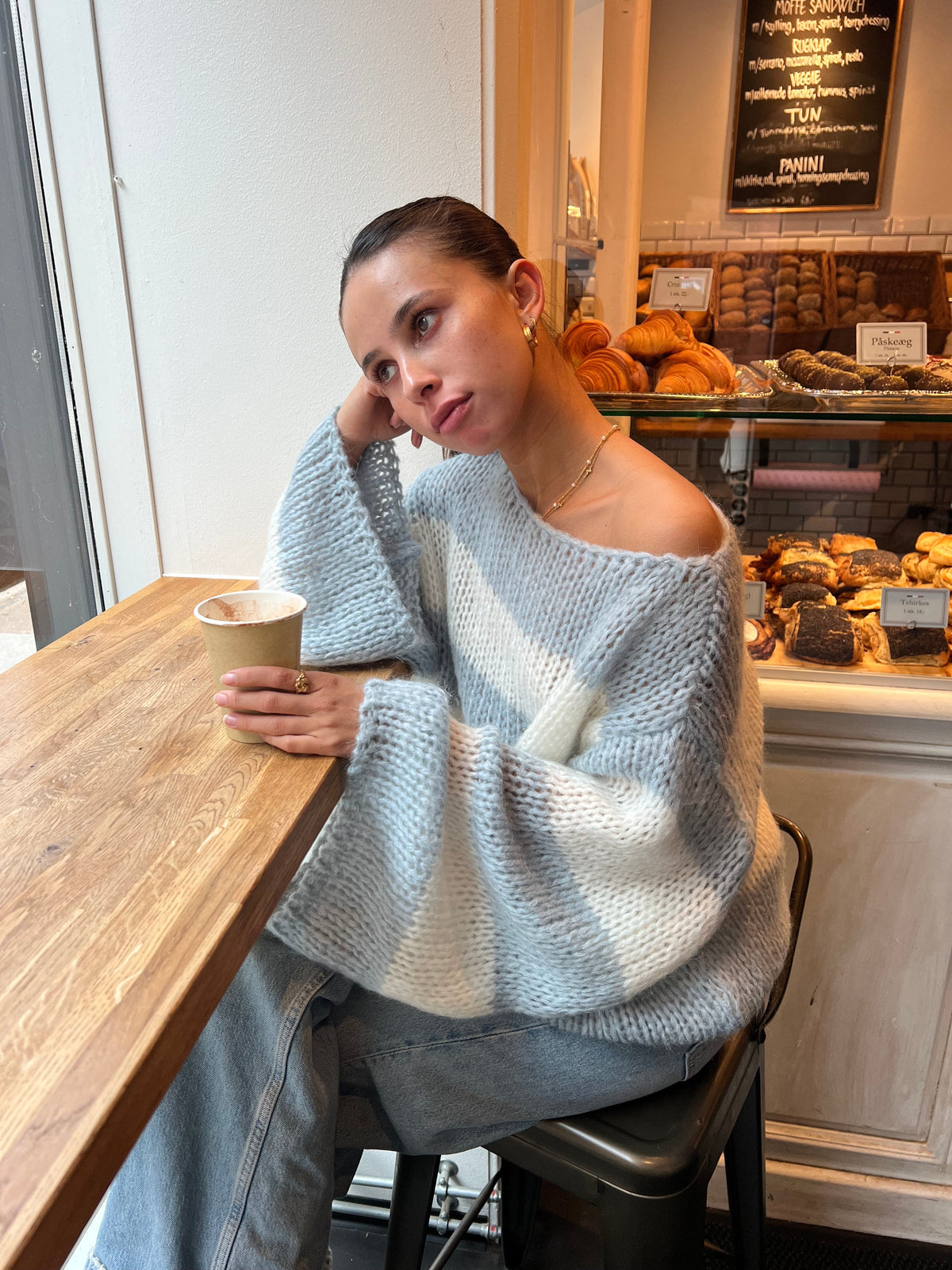 Manda striped knit - Light blue/white