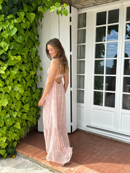 Magdalina dress with pattern - White/pink
