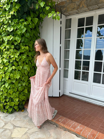 Magdalina dress with pattern - White/pink