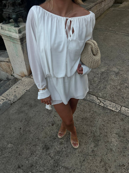 Aveline off shoulder dress – White