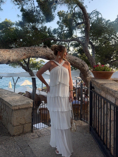 Daicy dress with ruffles - White