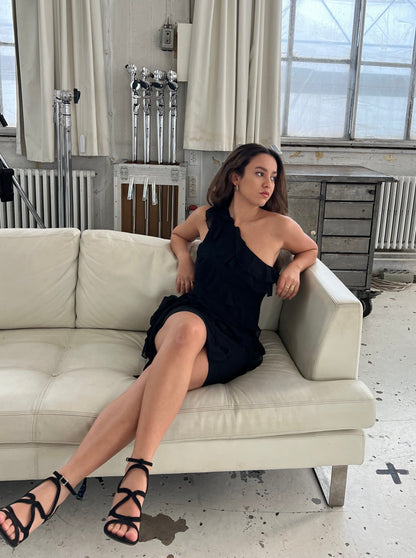 Denise dress with ruffle details - Black