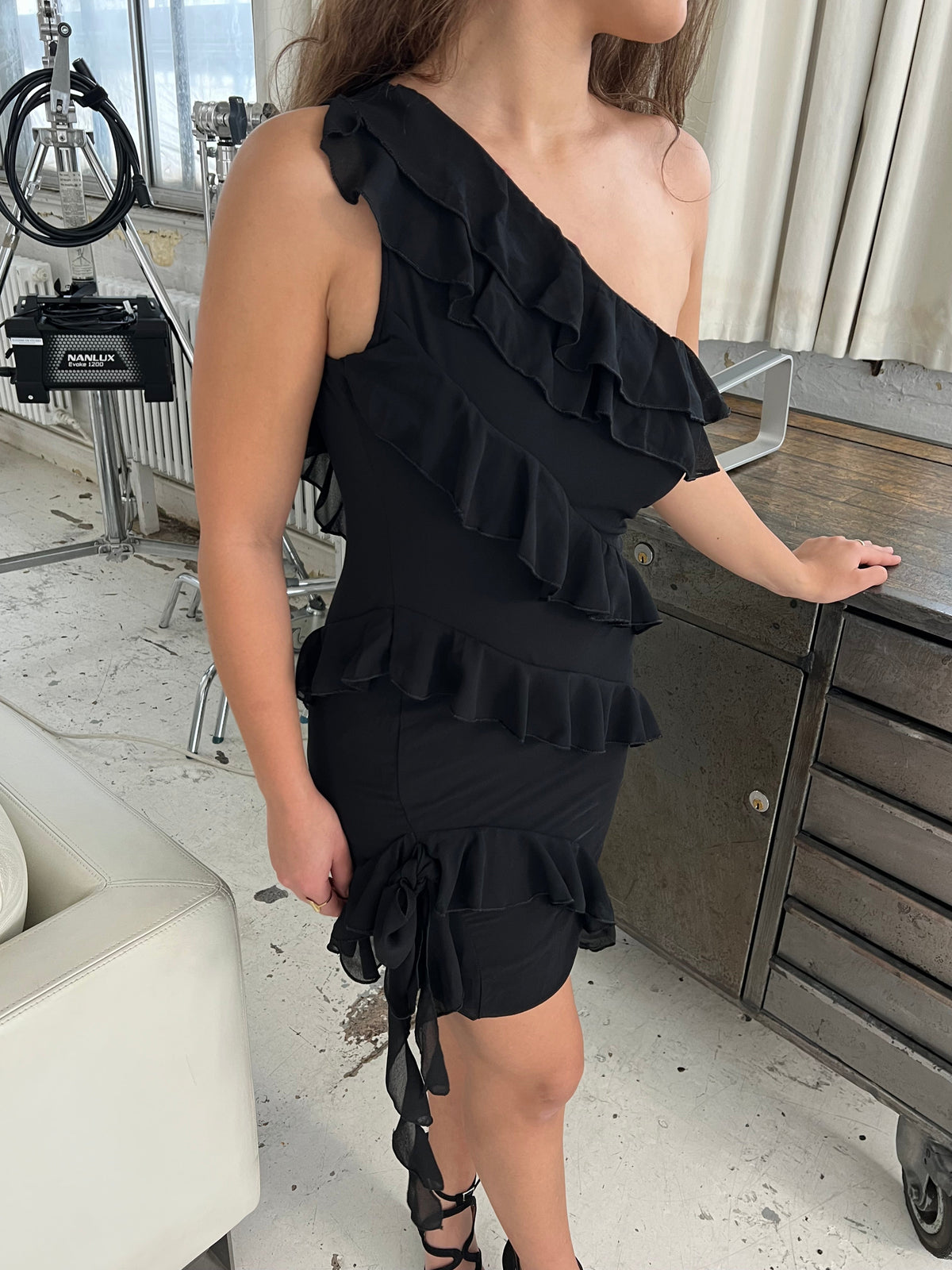 Denise dress with ruffle details - Black