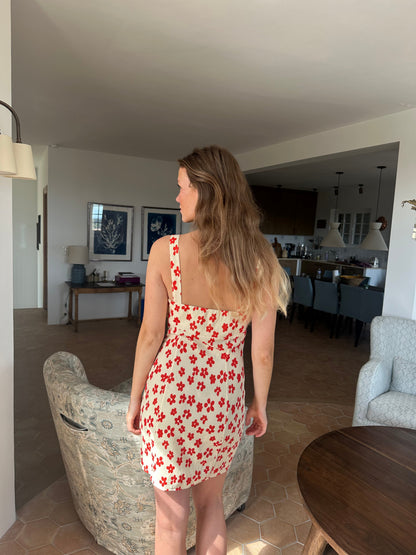 Elvalina dress with flowers - Yellow/Red