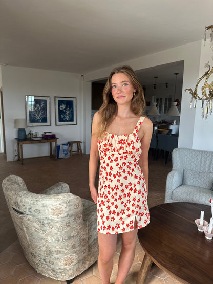 Elvalina dress with flowers - Yellow/Red