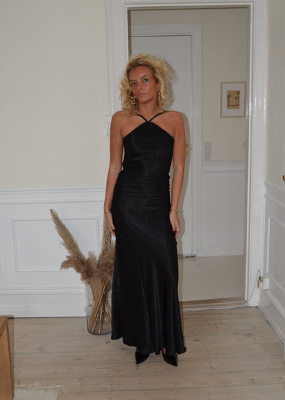 Kris maxi satin dress - Black