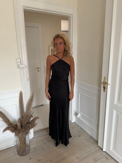 Kris maxi satin dress - Black