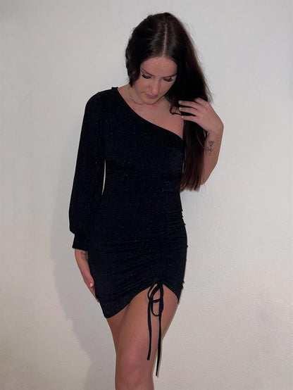 Kalina one-shoulder dress - Black glitter
