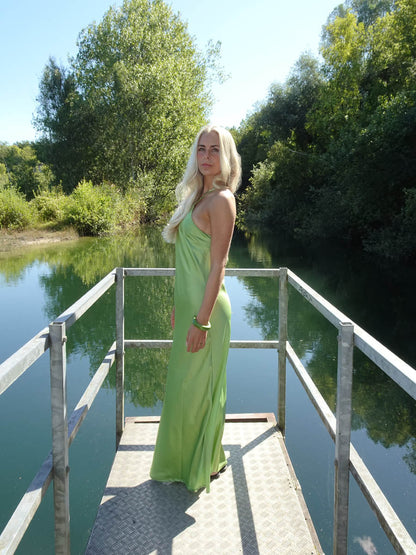 Talia halter satin dress - Green