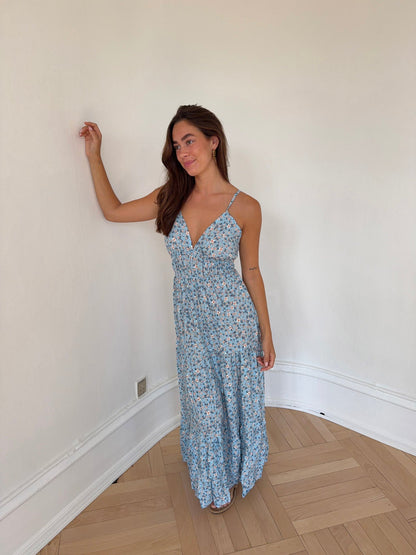 Kimora maxi dress with flowers - Blue