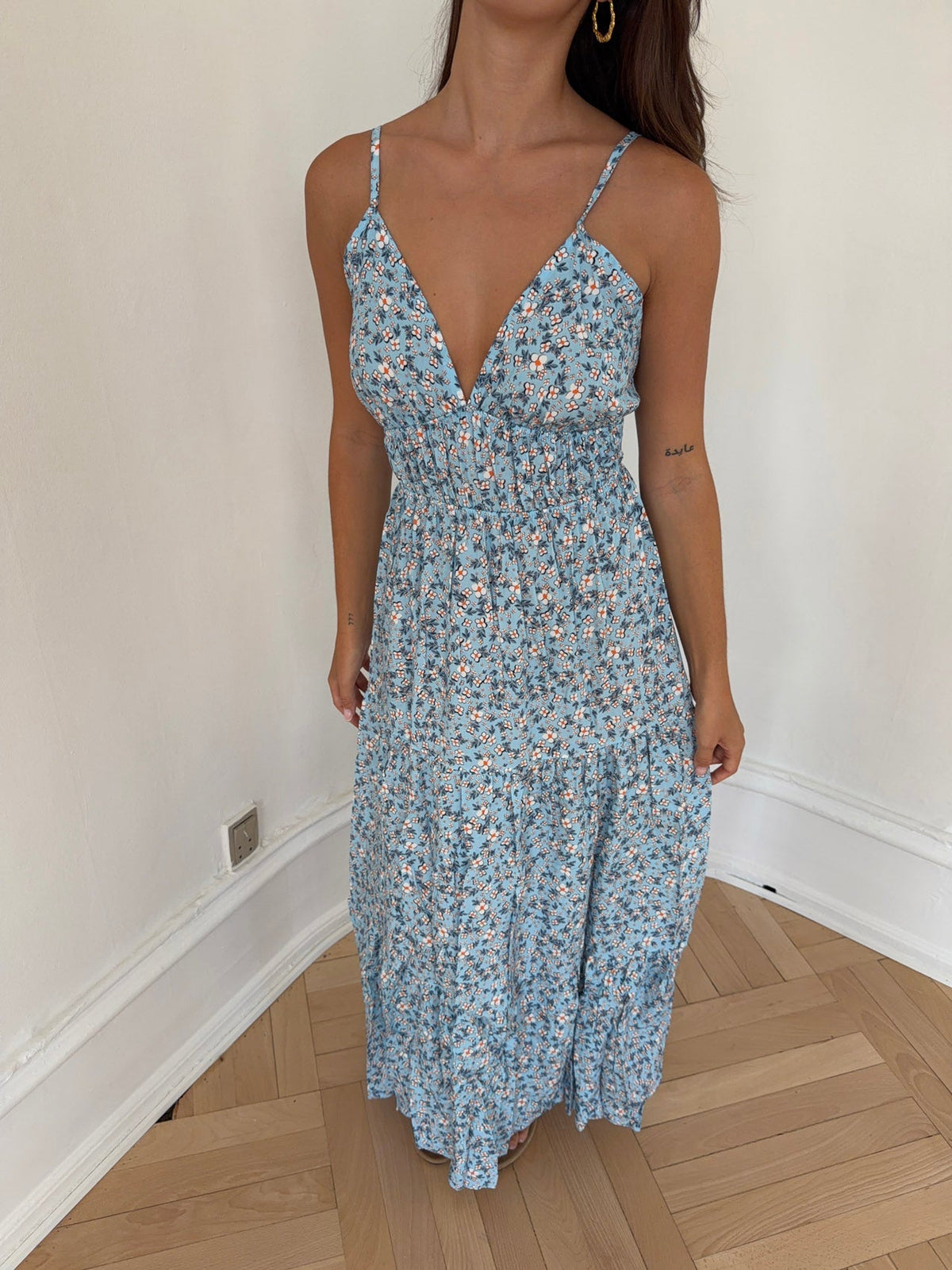 Kimora maxi dress with flowers - Blue