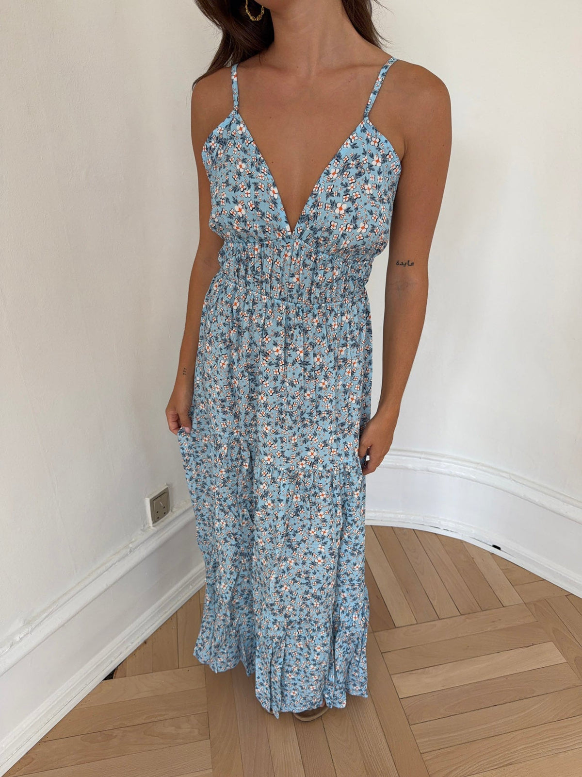Kimora maxi dress with flowers - Blue