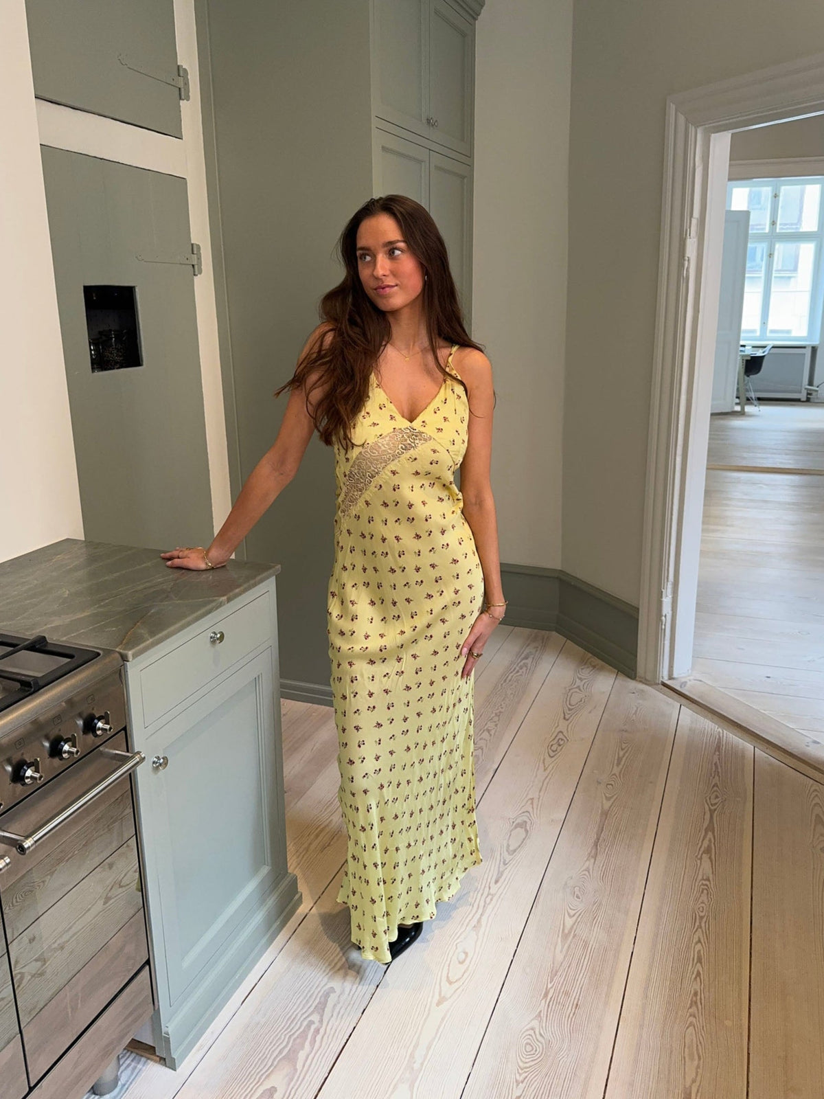 Emily dress with flowers - Yellow