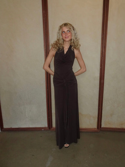 Redina dress with open back - Brown