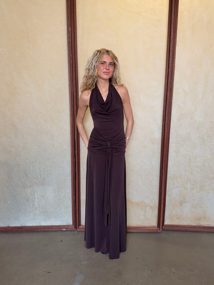 Redina dress with open back - Brown