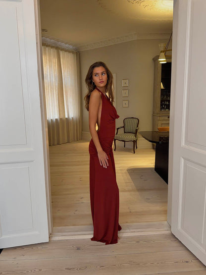 Redina dress with open back - Rust